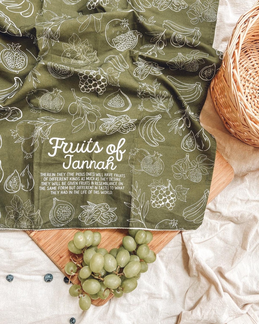 Fruits of Jannah Kitchen Tea Towel, Islamic Tea Towel, Righteous Deeds ...