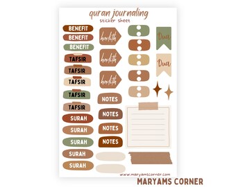 Quran Journaling Sticker Sheet, Quran Stickers, Journaling Sticker Sheet, Surah Sticker Sheet, Islamic Stickers