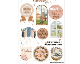 Reminders part 3 Sticker Sheet, Islamic Planner , Islamic Stickers, Hijabi Stickers, Muslim Stickers, Islamic Journaling, Planner Stickers