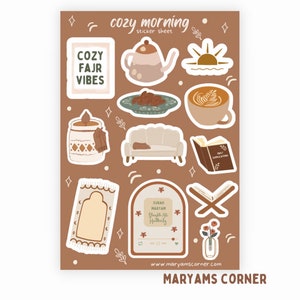 Cozy Morning Sticker Sheet; Hijabi Sticker, Islamic Stickers