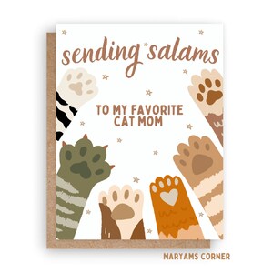 Sending Salam Greeting Card, Cat Lover Card, Islamic Card, Muslim Card,Muslim Greeting Card, Islamic Greeting Card, Cat Mom Card