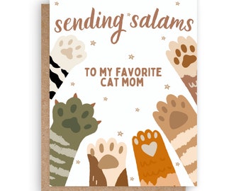 Sending Salam Greeting Card, Cat Lover Card, Islamic Card, Muslim Card,Muslim Greeting Card, Islamic Greeting Card, Cat Mom Card