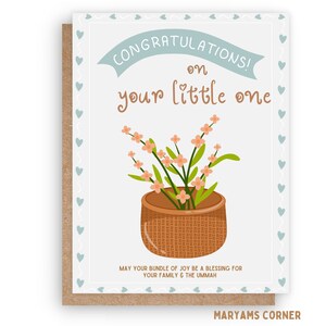 New Baby Greeting Card, Islamic Greeting Card, Muslim Greeting Card, Islamic Card,Muslim Card, Love You Card, Aqeeqah Card
