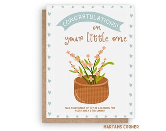 New Baby Greeting Card, Islamic Greeting Card, Muslim Greeting Card, Islamic Card,Muslim Card, Love You Card, Aqeeqah Card