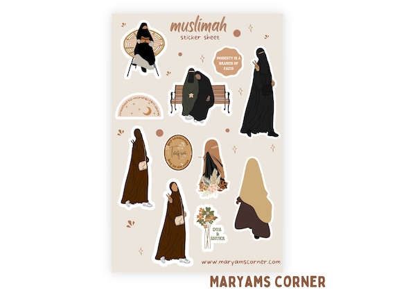 Muslimah Sticker Sheet, Islamic Sticker Sheet, Islamic Stickers, Hijabi Sticker Sheet, Journaling Sticker Sheet, Quran Journaling