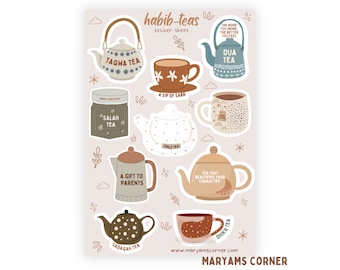 Habibtea Sticker Sheet, Islamic Sticker Sheet, Hijabi Sticker Sheet, Hijabi Stickers, Islamic Stickers
