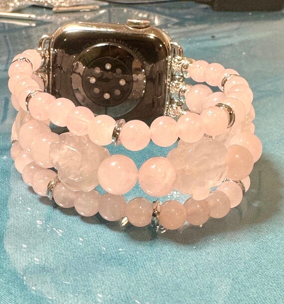 Beaded Apple Watch Strap for All Models Genuine Carved Lapis  display picture 1