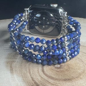 Apple Watch Band for Series 6/7/8/9/10 SE, multicolor agate/apatite. Multi color, 4mm/5 strands
