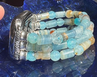 Apple Watch Strap for all models . Lapis lazuli, African Turquoise beads, mix of round and cylinder. Unique and fun.