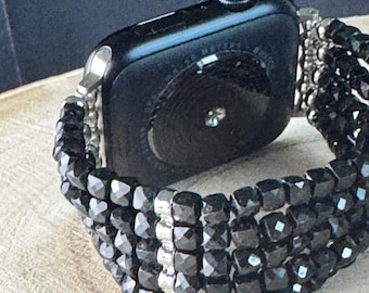 Apple Watch Band for all models multicolor fluorite/ turquoise, 4mm beads, 5 strands.