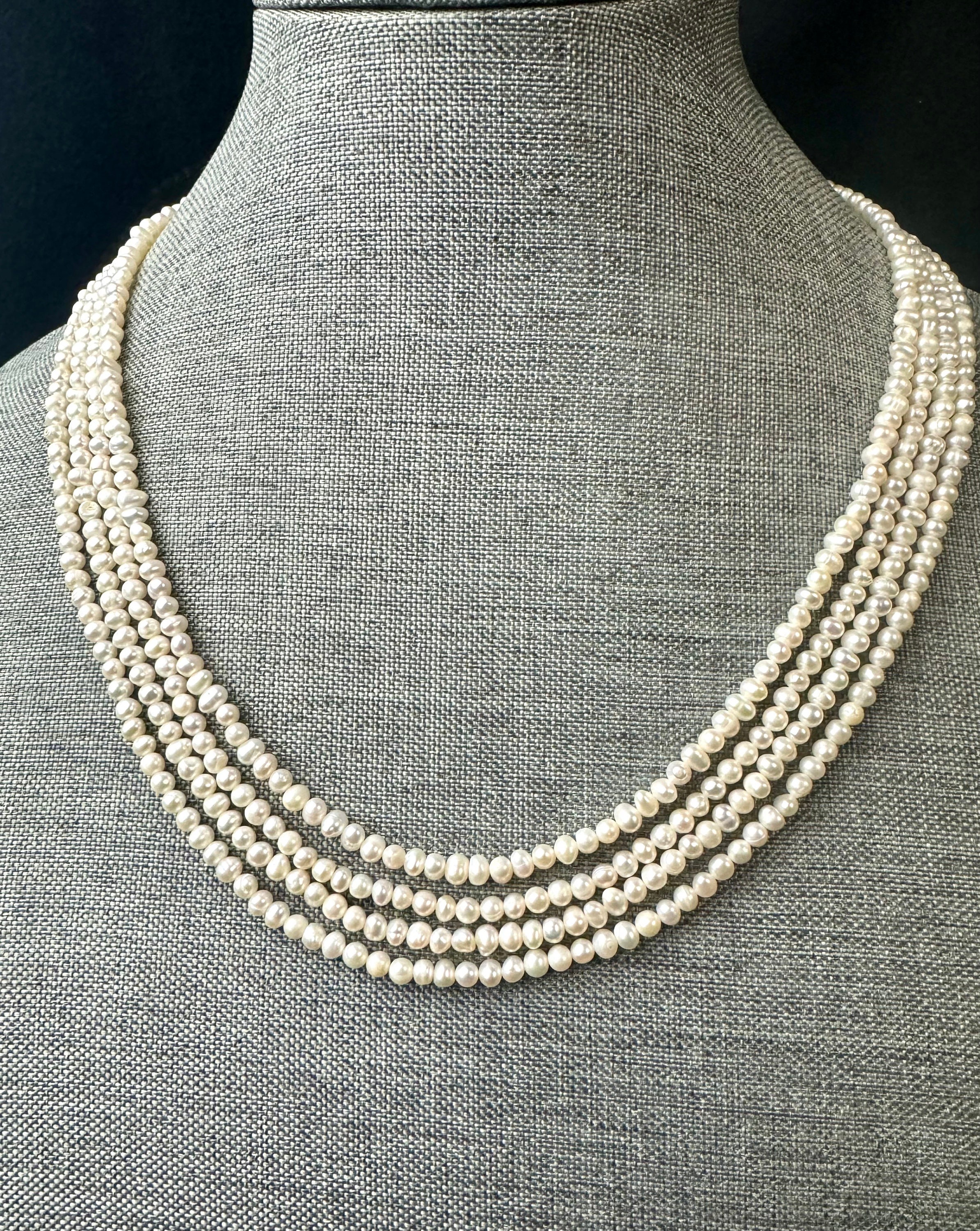 【AMBUSH】PEARL STRAND NECKLACE 2色展開 Gold Silver 男女兼用 Freshwater Pearl Multi Strand Necklace. 4-5mm Baroque Pearls