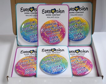 Check Last Order Deadlines!! 6 x Eurovision Song Contest 2024 Holographic Effect Mixed Edition, Gift Wrapped, Sizes available: 58mm or 75mm