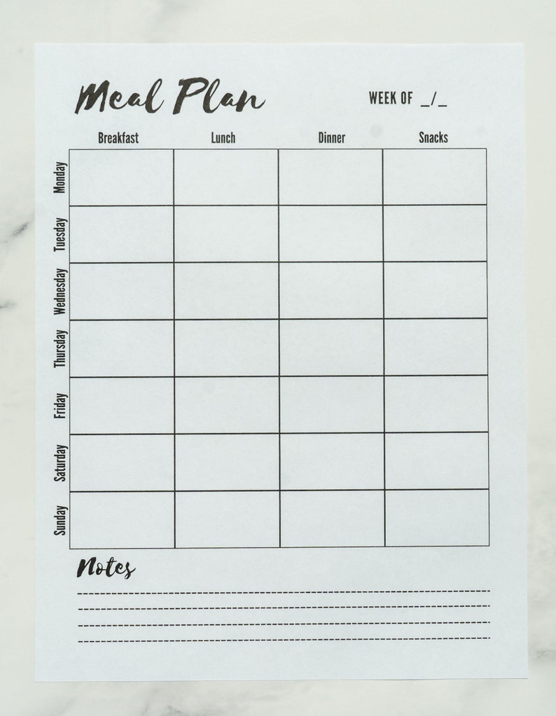 Printable Weekly Shopping List and Meal Plan - Etsy