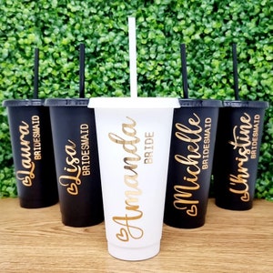 Personalised Cold Cup with Straw and Lid / Wedding Cold Cups