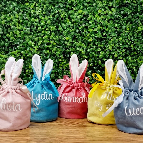 Personalised Easter Velvet Bunny Bag