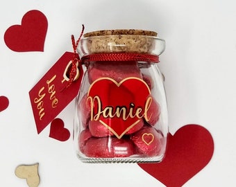 Chocolate Filled Personalised Love Jars