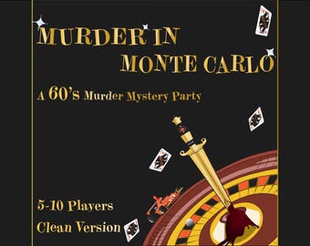 Clean Murder Mystery Game for 5-10 players | 1960's Theme | Murder in Monte Carlo |Instant Download PDF