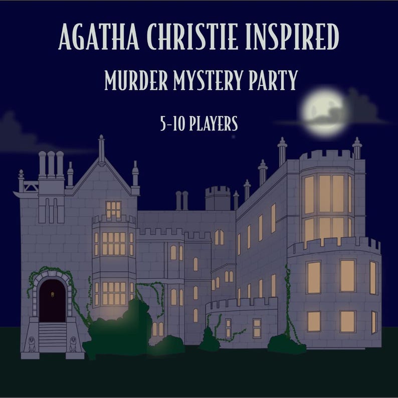 Juego de fiesta de misterio y asesinato inspirado en Agatha Christie para 5 a 10 jugadores: Muerte en Dunraven Manor - Descarga instantánea en PDF para imprimir en casa. imagen 1