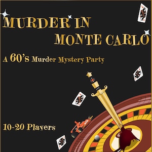 60's Murder Mystery Party Game for 10-20 players - Murder in Monte Carlo - Instant Download PDF