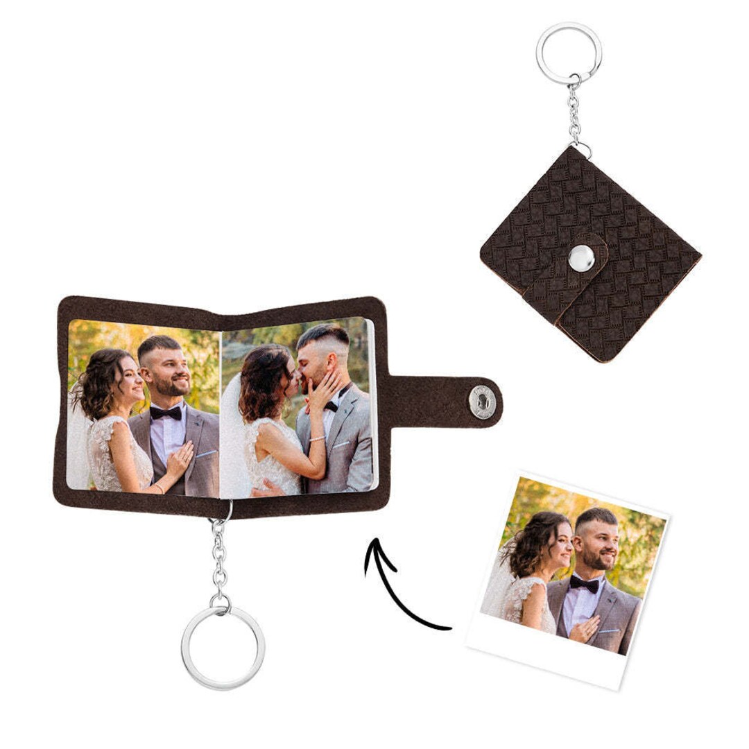 Mini Photo Album Keychain Personalized Leather Keychain Etsy