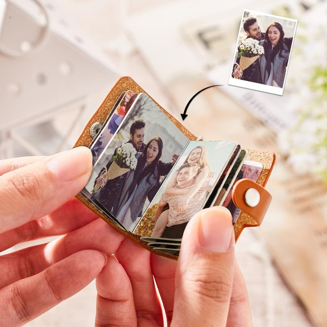Mini Photo Album Keychain Personalized Leather Keychain Etsy