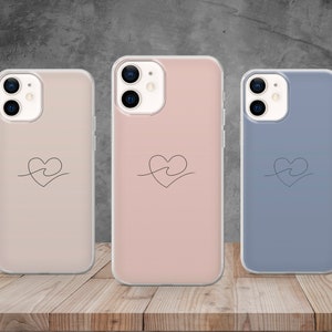 Custodia per telefono pastello Soft Heart Phone Cover per iPhone 14, 13, 12 Pro, 11, Xs, 8, Samsung S10, S22, S20, A33, Huawei P30, Pixel 6 Pro, 6A