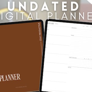 Undated Digital Planner by Allie Marie Digital, Portrait, Monthly Weekly Daily, iPad Planner, GoodNotes, Notability, Minimalist Planner