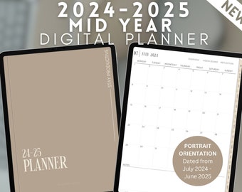 2024 2025 Mid Year Digital Planner by Allie Marie Digital, Portrait, Dated Monthly Weekly Daily, iPad Planner, Goodnotes, Notability, Notes