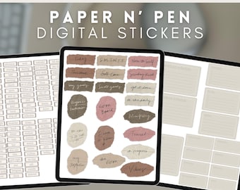 Paper n Pen Digital Stickers and Widgets by Allie Marie Digital, Digital Planner, GoodNotes, iPad Planner, Notability, Page Flags