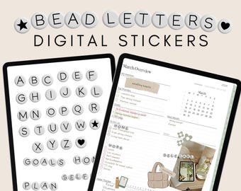 ビーズ文字デジタルステッカー、ジャーナル、Goodnotes、Notability、iPad対応（デジタルダウンロード）