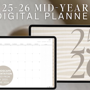 2025 2026 Mid Year Digital Planner by Allie Marie Digital, Landscape, Dated Monthly Weekly, Daily, iPad Planner, Goodnotes, Notability Notes