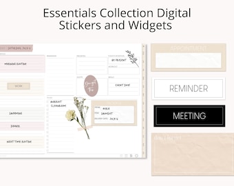 Essentials Collection Digital Stickers and Widgets by Allie Marie Digital, Digital Planner, Digital Planning, Goodnotes, Notability, iPad