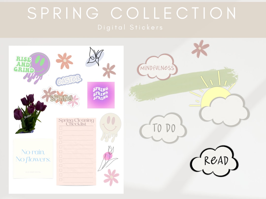 Spring Digital Stickers and Widgets by Allie Marie Digital, Digital ...