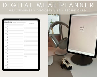 Meal Planner and Grocery List by Allie Marie Digital, Digital Planner for GoodNotes, Hyperlinked, GoodNotes, iPad Planner, Weekly, Monthly