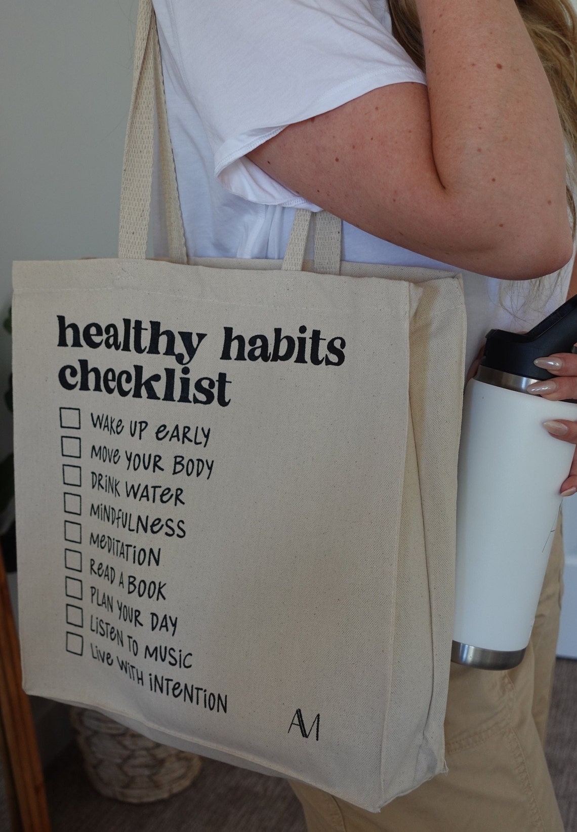 Healthy Habits Checklist Tote Bag by Allie Marie Digital - Etsy