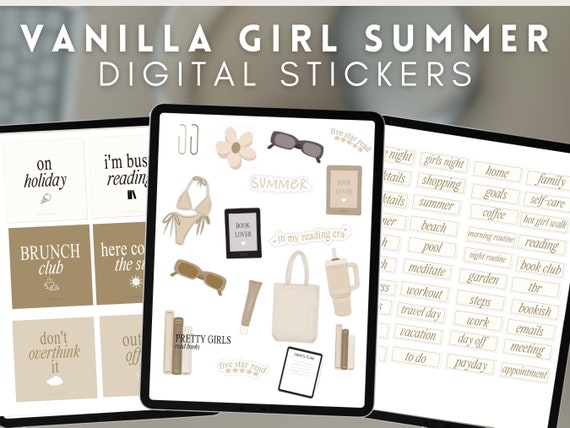 Vanilla Girl Summer Digital Stickers and Widgets by Allie Marie Digital, Digital Planner, Goodnotes, iPad Planner, Notability, Aesthetic