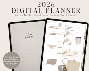 2026 Digital Planner by Allie Marie Digital, Portrait, Monthly Weekly Daily for Goodnotes, iPad