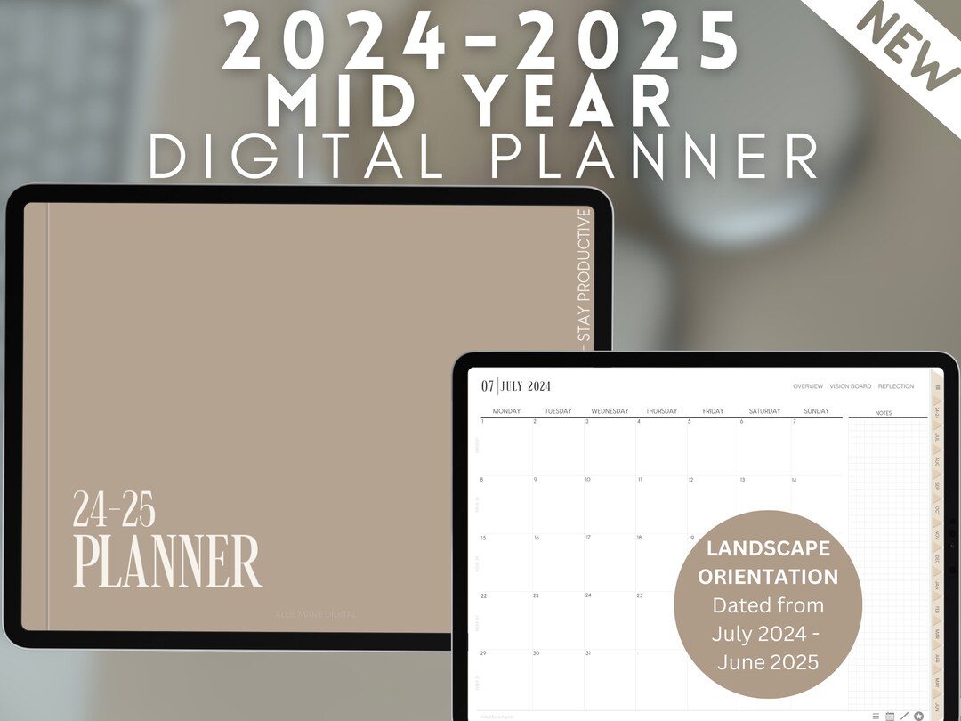 2024 2025 Mid Year Digital Planner by Allie Marie Digital, Landscape ...