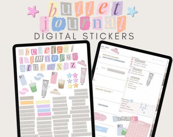 Bullet Journal Digital Stickers, Ransom Letters, Goodnotes, Notability, iPad (Digital Download)