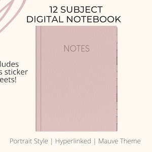 12 Subject Digital Notebook by Allie Marie Digital, Hyperlinked Notebook, Portrait, Digital Planner, GoodNotes, Notability, Lined, Dotted