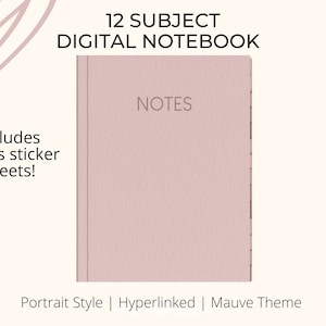 Digital anteckningsbok med 12 ämnen av Allie Marie Digital, hyperlänkad anteckningsbok, porträtt, digital planerare, GoodNotes, Notability, linjerad, prickad