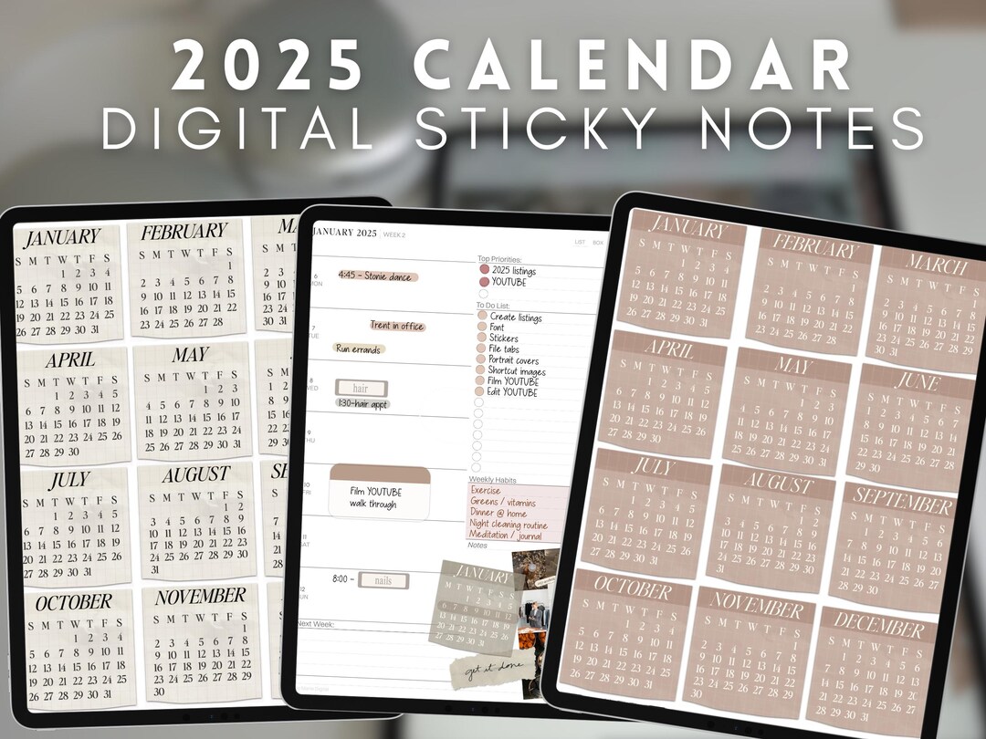 2025 Calendar Digital Stickers and Widgets by Allie Marie Digital ...