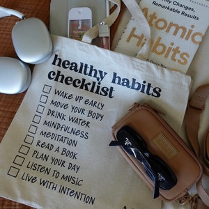 Healthy Habits Checklist Tote Bag by Allie Marie Digital Aesthetic Tote ...