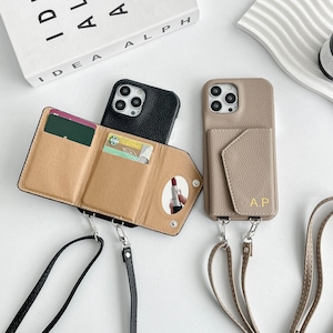 Étui portefeuille en cuir pour iPhone 16, bandoulière porte-cartes personnalisé, étui pour iPhone, étui pour iPhone 16 15 14 13 12 11