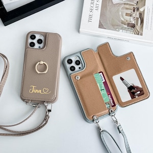 Étui pour iPhone 16, portefeuille bandoulière, étui pour téléphone, porte-cartes miroir, étui pour iPhone 16 15 14 13 12 11 X Xs Xr