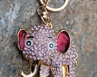 Austrian Crystal Elephant Keychain