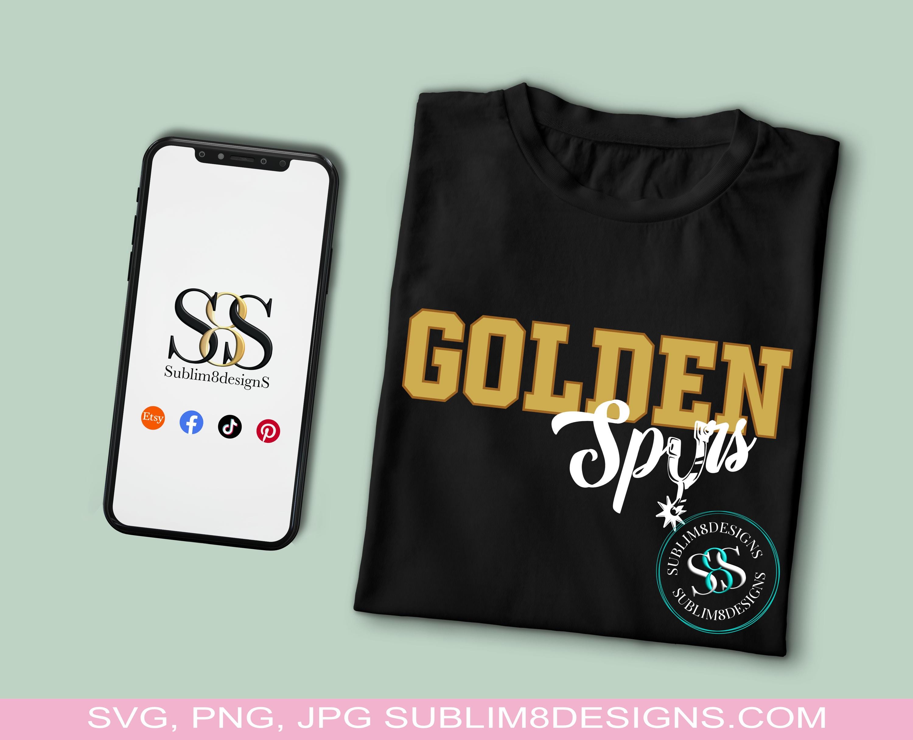 Golden Spurs, SVG Cricut, Sublimation, DTF T-shirt Design