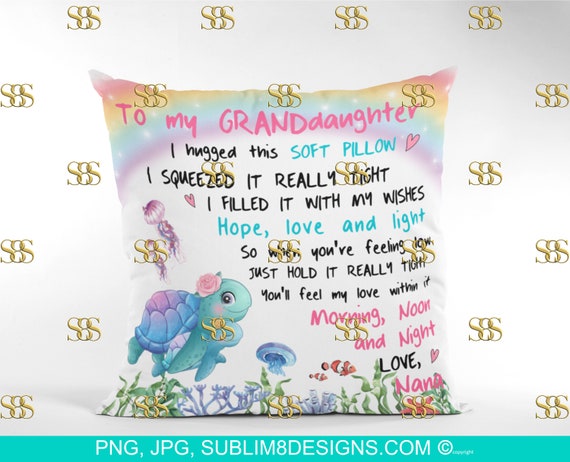 To My Granddaughter And Grandson Comforter Square Pillow | Cushion Cover | Sea Turtle | Turtle Gifts | Sublimation Design PNG And JPG ONLY - Israel