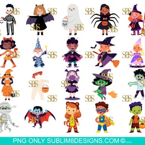 Halloween Kids Clipart Bundle of 20 Images PNG ONLY