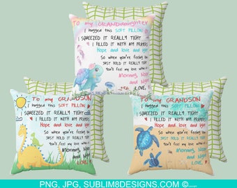 To My Granddaughter/Grandson Dinosaurs and Turtle Personalized Pillow Sublimation Design PNG ONLY